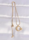 316L Çelik Zincir Gold Renk Ay Yıldız Unisex Kolye
