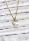 316L Çelik Zincir Gold Renk Bombeli Kalp Model Kadın Kolye