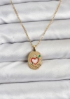 316L Çelik Zincir Gold Renk Kalp Figürlü Kadın Kolye