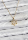 316L Çelik Zincir Gold Renk Kar Tanesi Model Zirkon Taşlı Kadın Kolye