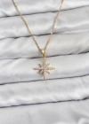316L Çelik Zincir Gold Renk Kutup Yıldızı Model Zirkon Taşlı Kadın Kolye