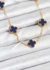 316L Çelik Zincir Gold Renk Lacivert Yonca Kadın Kolye