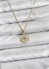 316L Çelik Zincir Gold Renk Lotus Model Zirkon Taşlı Kadın Kolye