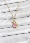 316L Çelik Zincir Gold Renk Pembe Kuğu Model Zirkon Taşlı Kadın Kolye