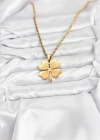 316L Çelik Zincir Gold Renk Yonca Model 60 cm Kadın Kolye