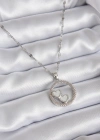 316L Çelik Zincir Gümüş Renk İşleme Detay Halka Kalp Model Kadın Kolye