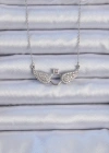 316L Çelik Zincir Gümüş Renk Kanatlı Tektaş Kolye