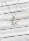 316L Çelik Zincir Gümüş Renk Kar Tanesi Model Zirkon Taşlı Kadın Kolye