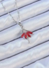 316L Çelik Zincir Gümüş Renk Kırmızı Etekli Zirkon Taşlı Balerin Kolye