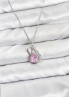 316L Çelik Zincir Gümüş Renk Pembe Kuğu Model Zirkon Taşlı Kadın Kolye
