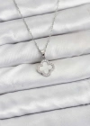 316L Çelik Zincir Gümüş Renk Sedefli Yonca Kadın Kolye