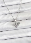 316L Çelik Zincir Gümüş Renk Sinek Model Zirkon Taşlı Kadın Kolye