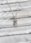 316L Çelik Zincir Gümüş Renk Teddy Bear Model Zirkon Taşlı Kadın Kolye