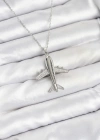 316L Çelik Zincir Gümüş Renk Uçak Model Kadın Kolye