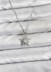 316L Çelik Zincir Gümüş Renk Yıldız Model Zirkon Taşlı Kadın Kolye
