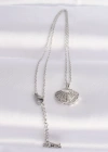 316L Çelik Zincir Gümüş Renk Zirkon Taşlı İnci Detay İstiridye Kolye