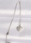 316L Çelik Zincir Gümüş Renk Zirkon Taşlı Kalp Kolye