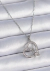 316L Çelik Zincir Gümüş Renk Zirkon Taşlı Kalp Model Melek Detay Kadın Kolye