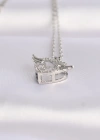 316L Çelik Zincir Gümüş Renk Zirkon Taşlı Kanatlı Kalp Kolye