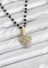 316L Çelik Zincir Kristal Boncuklu Kalpli Kadın Kolye
