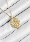 316L Çelik Zirkon Taşlı Ay Ve Güneş Model Gold Renk Kadın Kolye