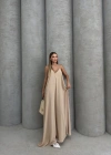 Aerobin uzun elbise bej pt