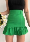Altı fırfırlı etek yeşil s24817