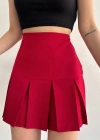 Altı geniş pileli etek bordo s24729