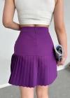 Altı pliseli mini etek Mor s24705