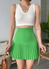 Altı pliseli mini etek yeşil s24705