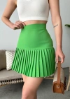 Altı pliseli mini etek yeşil s24705