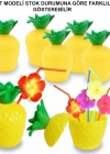 Ananas Hawaii Luau Aloha Pipetli İçecek Kabı Bardak 10x13 cm 1 Adet