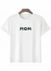 Anneler Gününe Özel Tasarım mom Çiçek Baskılı T-shirt - Beyaz