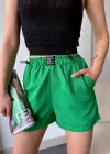 Armalı keten şort yeşil s251003