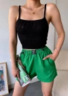 Armalı keten şort yeşil s251003