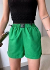 Armalı keten şort yeşil s251003