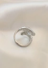 Ayarlamalı Silver Renk Metal Zirkon Taşlı Kanat Yüzük