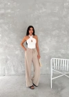 Ayrobin Oversize Kadın Pantalon - Bej