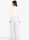 Balloon Fit Beli Bağcıklı Geniş Paça Eşofman Altı Gri
