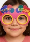 Balon Desenli Karton Doğum Günü Gözlükleri 6 Adet Pembe Renk
