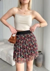 Baskılı astarlı mini etek