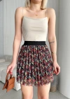 Baskılı astarlı mini etek