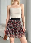 Baskılı astarlı mini etek
