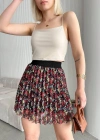 Baskılı astarlı mini etek
