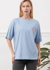 Baskılı tişört mavi