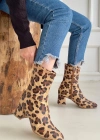 Birta Leopar Cilt Streç Topuklu Bot