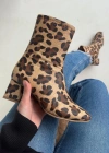 Birta Leopar Cilt Streç Topuklu Bot