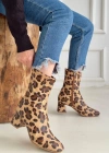 Birta Leopar Cilt Streç Topuklu Bot