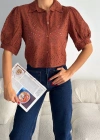 Brodeli crop gömlek s1023