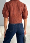Brodeli crop gömlek s1023